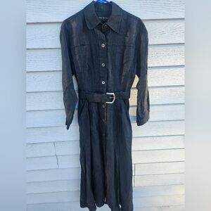 Lida Baday Linen Dress With Belt Size 10
